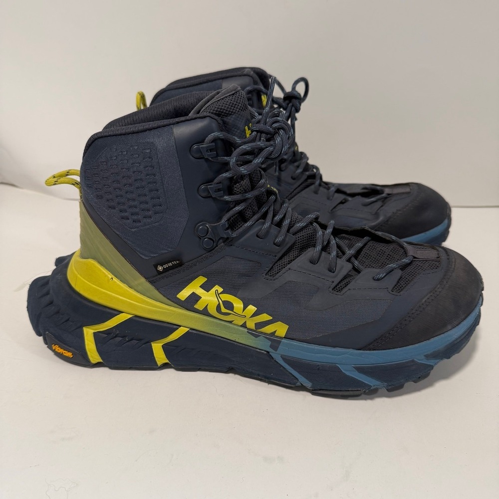 Hoka One One Men's Tennine Hike Goretex Hiking Boot Blue Yellow 11